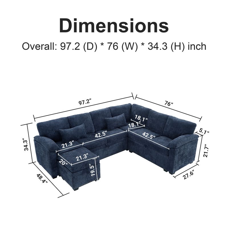 Jibvar L-Shaped Sectional Sofa Bed image number 9