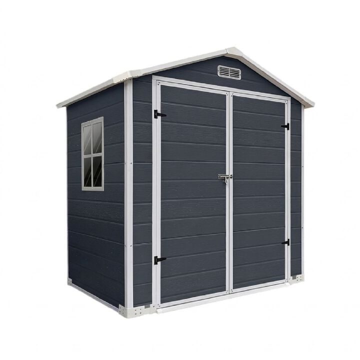 Plastic Outdoor Storage Shed with Floor & Lockable Door