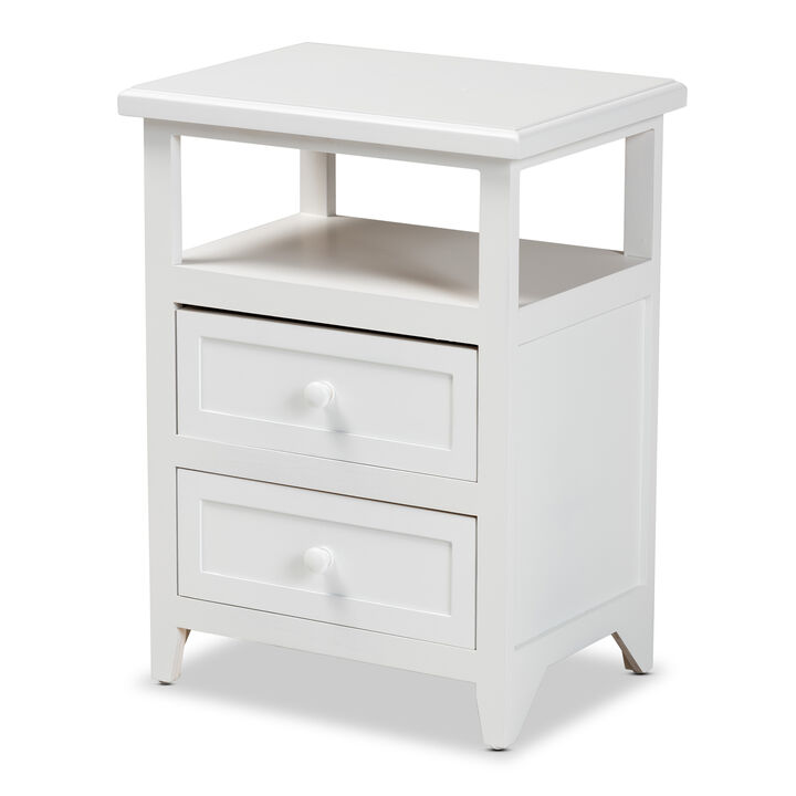 Baxton Studio Karsen Modern and Contemporary White Finished Wood 2 Drawer End Table