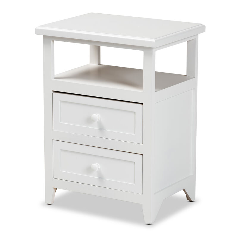 Baxton Studio Karsen Modern and Contemporary White Finished Wood 2 Drawer End Table