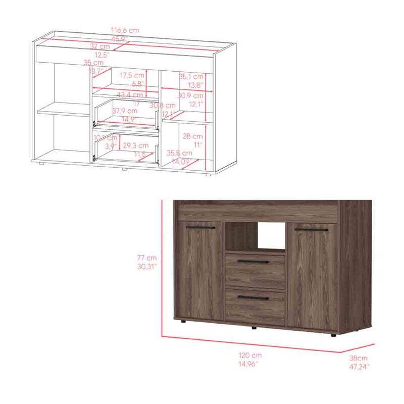 Sideboard Perssiu, Living Room, Dark Walnut