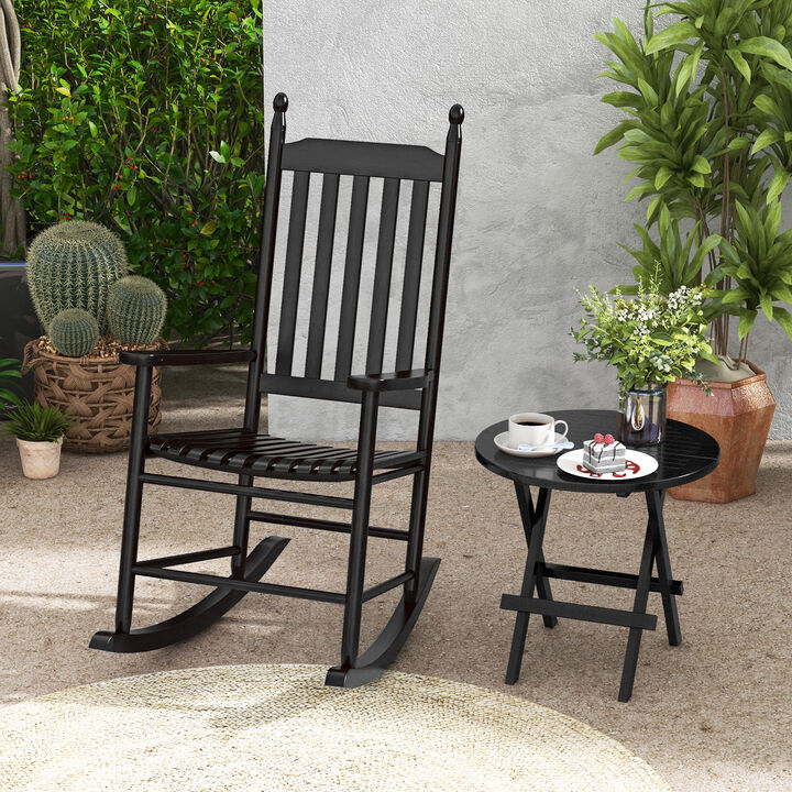 High-Back Outdoor Rocking Chair with Sturdy Rocking Base for Patio & Porch