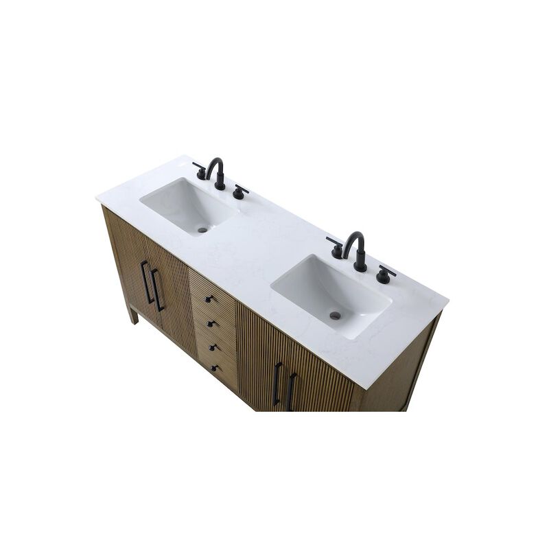 Elegant Kitchen and Bath 60 inch Double Bathroom Vanity in Hazel Oak