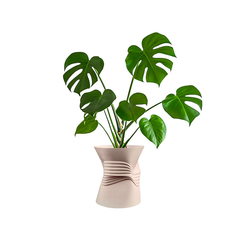 Brent MidCentury Modern Indoor Crushed Can Eco-Friendly 3D Printed Planter with Drainage