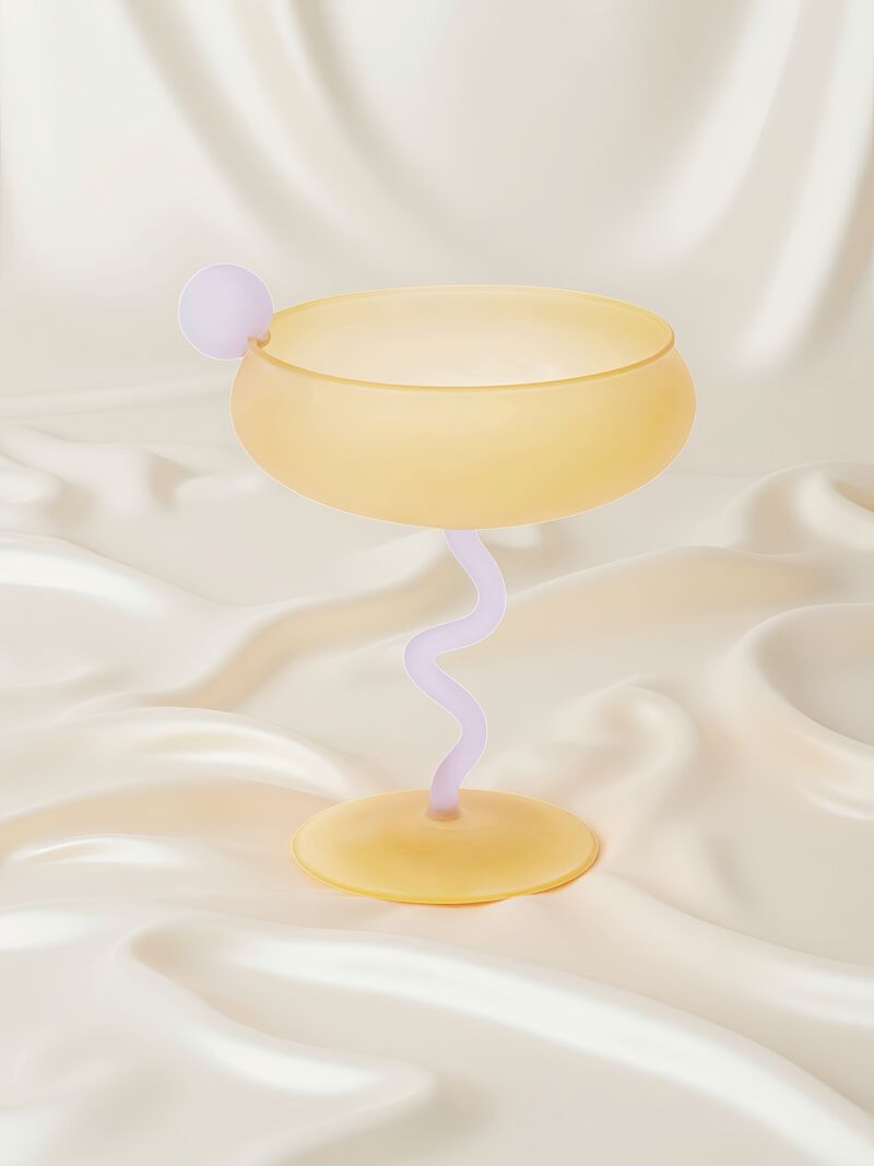 Jelly Bean Cocktail Coupe, Handblown Whimsical Wine Glasses image number 0