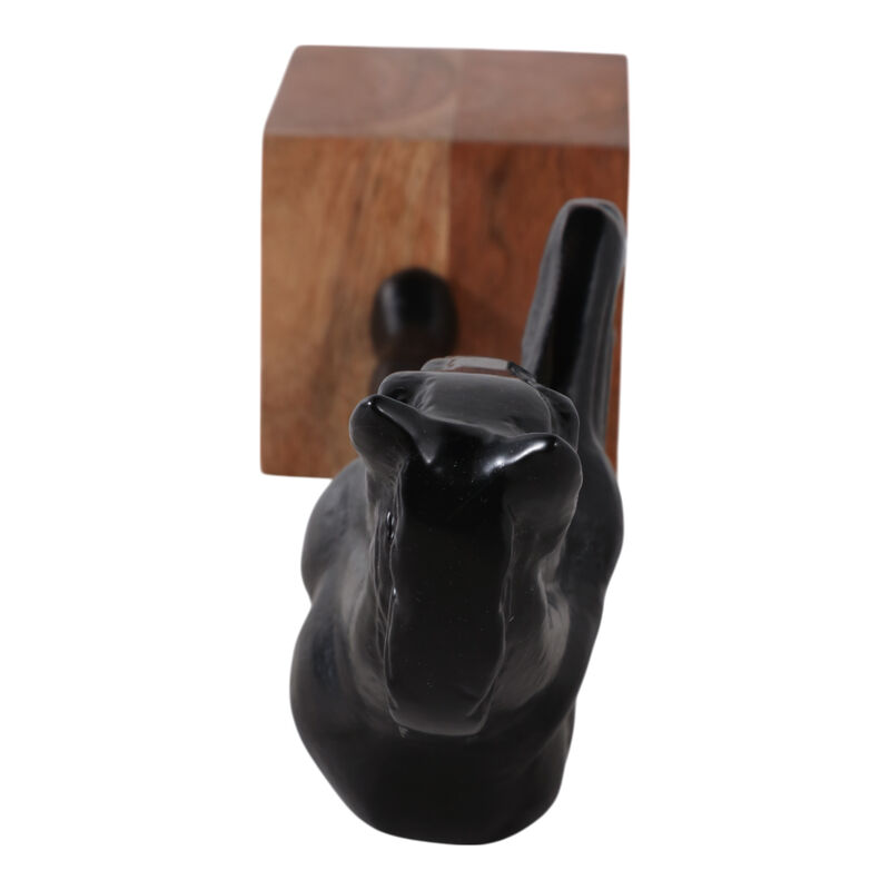 12x4" Galloping Horse On Wood Stand, Black/ Brown image number 5