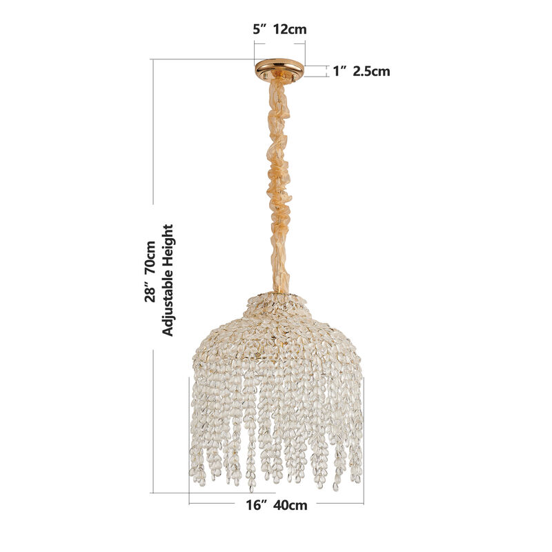 ELEMENT ACE Elegant Waterfall Design 5-Light Pendant Chandelier with Decorative Crystal Bead Strings for Living Room, Bedroom, Dining Area and Entryway Home Decor image number 2