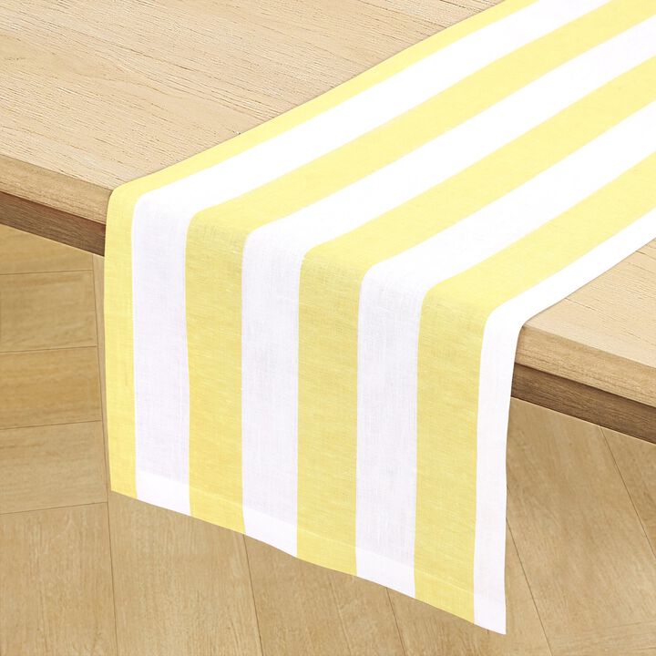 Linen Table Runner for Dining Table, Holiday and Everyday Table Decor - Cabana Stripe