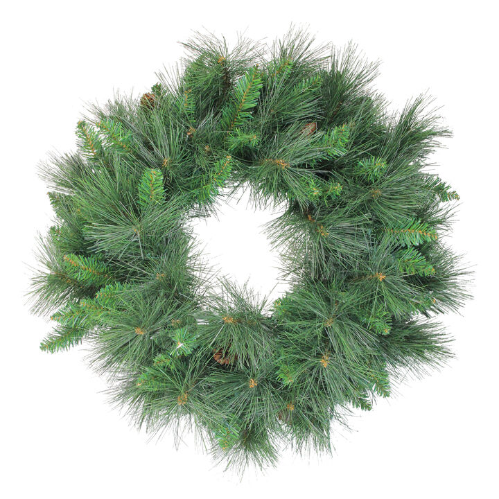 24" White Valley Pine with Pine Cones Artificial Christmas Wreath - Unlit