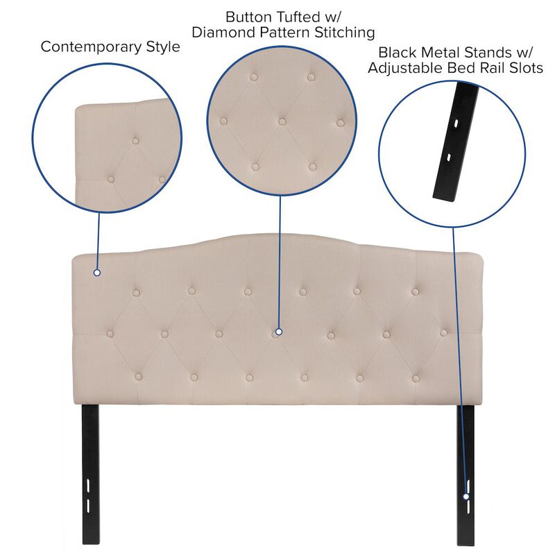 Flash Furniture Tufted Upholstered Full Size Headboard in Beige Fabric image number 1