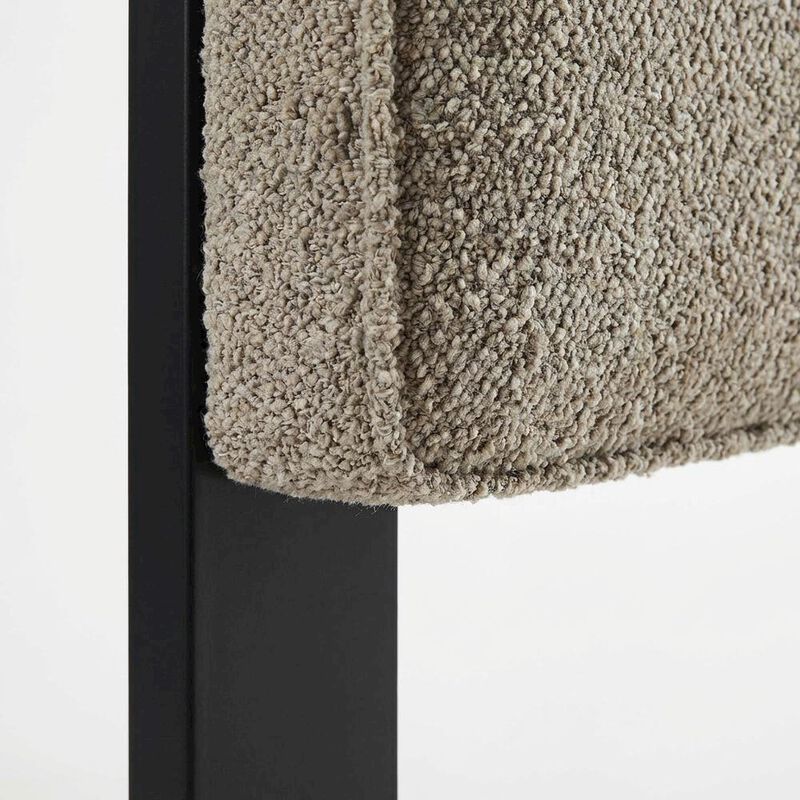 Boucle Fabric Queen Headboard in Soft Neutral with Padded Upholstery image number 5
