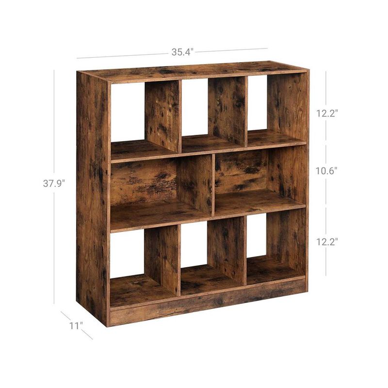 BreeBe Brown Wooden Bookcase with Open Shelves