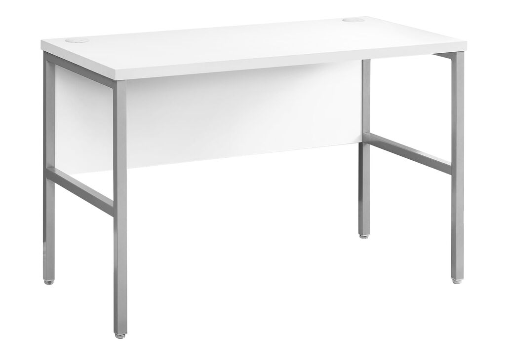 Monarch Specialties 7726, Work, Home Office, White Laminate Computer Desk 48" L Silver Commercial Grade, 47.25" L x 23.5" W x 30" H
