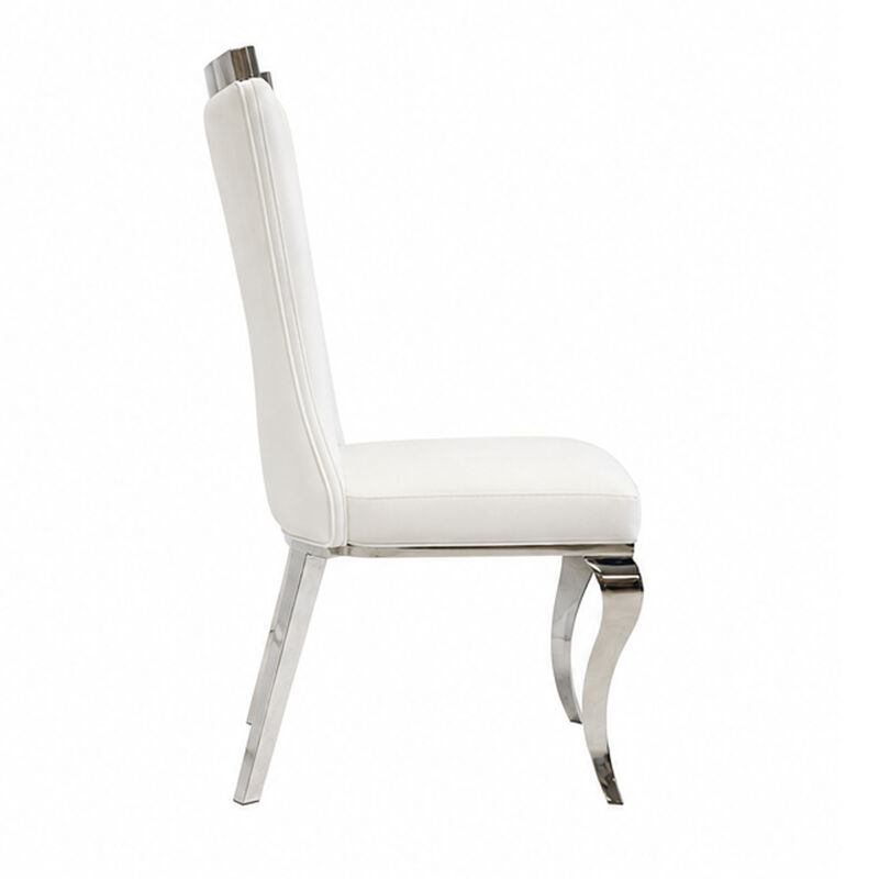 Bedy Dining Side Chair Set of 2, Textured White Velvet, Silver Saber Legs image number 6
