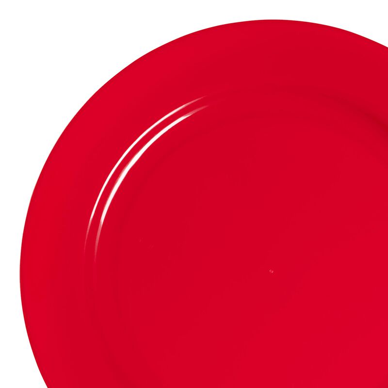 10.25" Solid Red Round Disposable Plastic Dinner Plates (120 Plates) image number 8