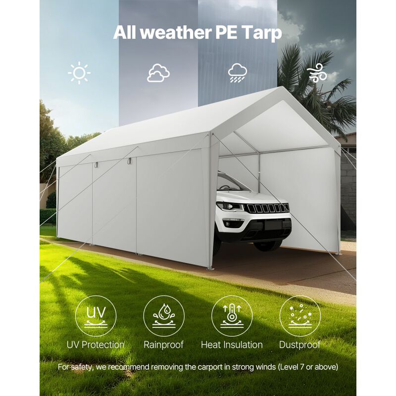 Portable Carport Canopy with Removable Sidewalls UV and Water Resistant Shelter image number 5