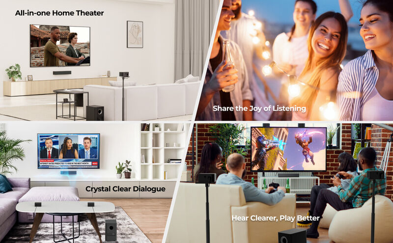 ULTIMEA Poseidon M4T 5.1ch Dolby Atmos Sound Bar for TV,410W,5.25" Wireless Subwoofer,Surround Adjustable image number 9