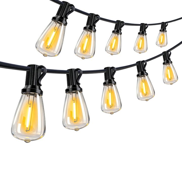 15-Light 60 ft. Outdoor Solar Powered Integrated LED Edison String Light