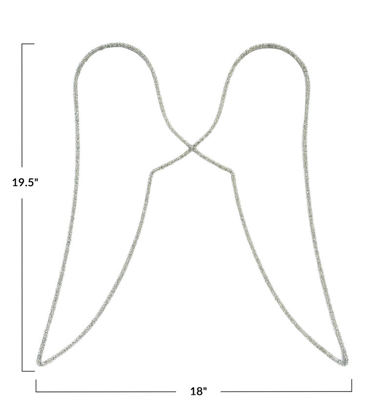 Glass Beaded Metal Angel Wings, Silver Finish image number 1