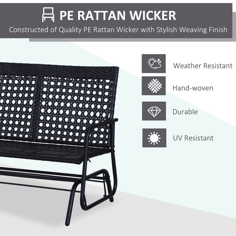 Hivvago 2-Person Outdoor Wicker Glider Bench for Patio or Garden image number 4