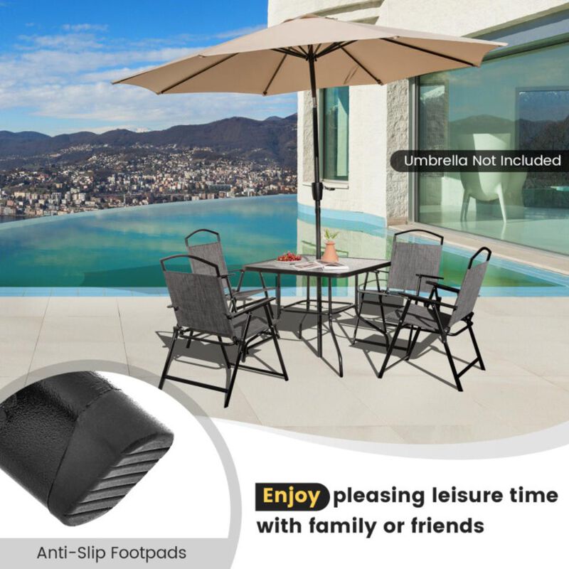 Hivvago Patio Folding Chairs Set of 4 with Cozy Seat Fabric and Heavy-Duty Metal Frame