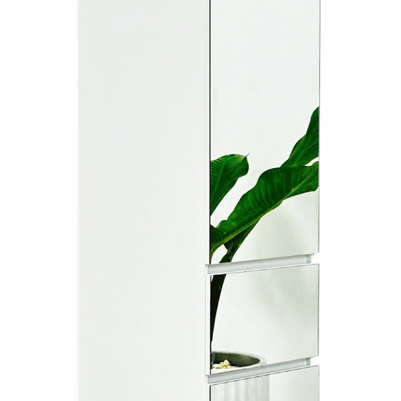 Ely Slim Closet Cabinet w Mirror, 1 Drawer, 71 Inch, White Melamine