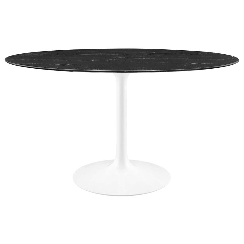 Modway - Lippa 54" Oval Artificial Marble Dining Table White Black image number 0