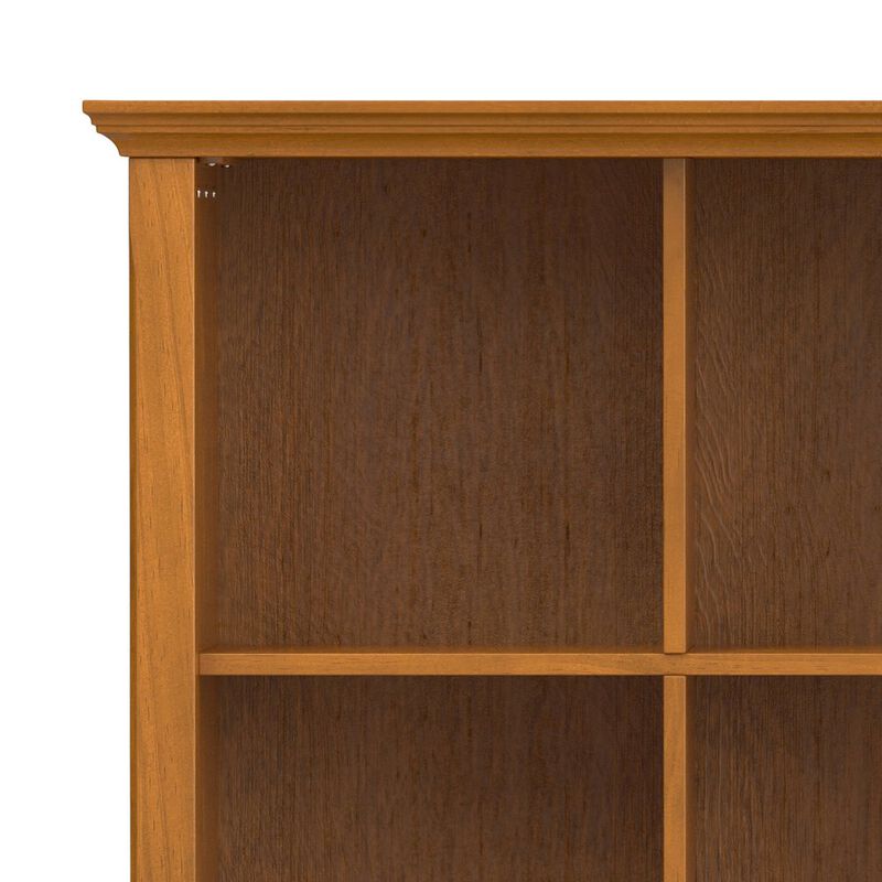 Simpli Home Acadian Solid Wood 12 Cube Storage In Light Golden Brown