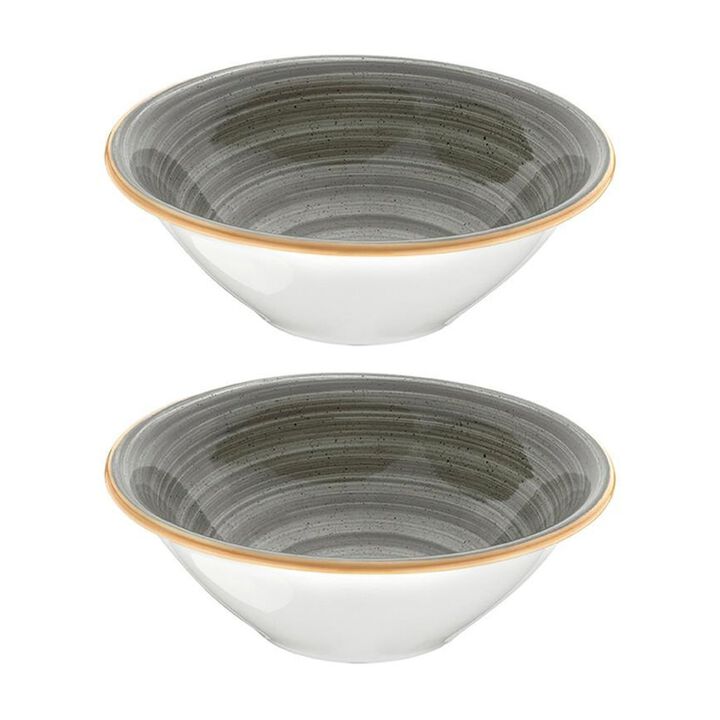 Space dia.8" h:2.5" 30 oz. Round Grey Porcelain Bowl (Set of 2)