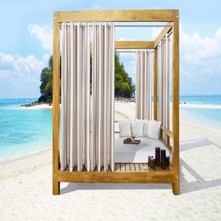 Commonwealth Seascapes Stripes Light Filtering Satiny Look Provide Privacy Grommet Outdoor Panel Pair Each Linen