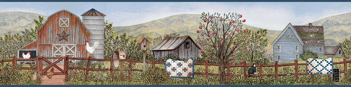 Clarksville Blue Farm Wallpaper