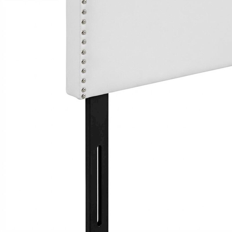 Upholstered Vinyl Queen Headboard in Neutral Tone with Durable Padding image number 2
