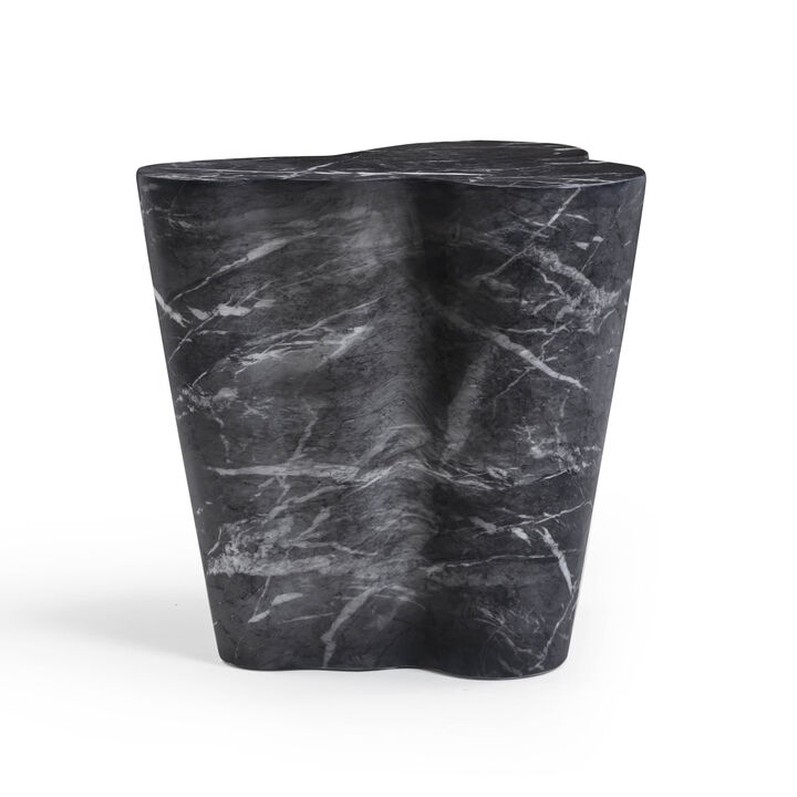 Slab Black Marble Concrete Indoor / Outdoor Side Table