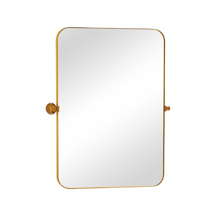 HomeRoots 32" Gold Iron Tilting Framed Accent Mirror