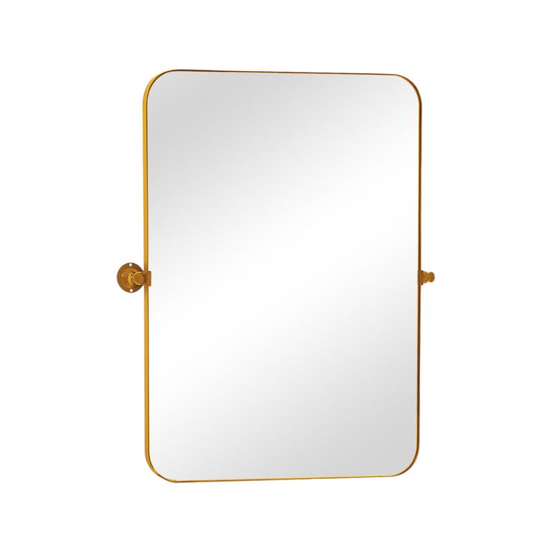 HomeRoots 32" Gold Iron Tilting Framed Accent Mirror image number 0