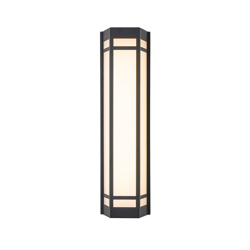 H20" Modern Craftsman Style Exterior Wall Sconce in Black with Frosted Acrylic Shade 24W Integrated LED Outdoor Wall Light image number 0