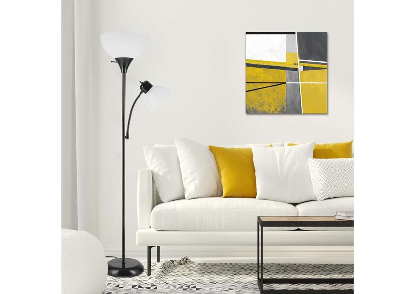 72.88" Torchiere Floor Lamp – Matte Black, Frosted Shade,Reading Light