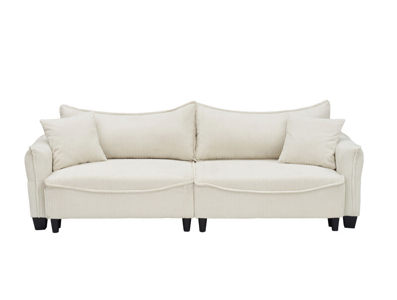 Merax Corduroy Fabric Loveseat Sofa Bed with Pillows