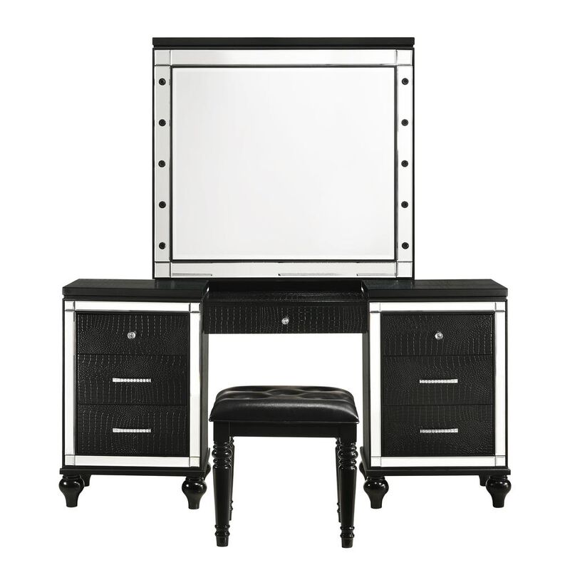 New Classic Furniture Valentino Vanity Table Stool-Black