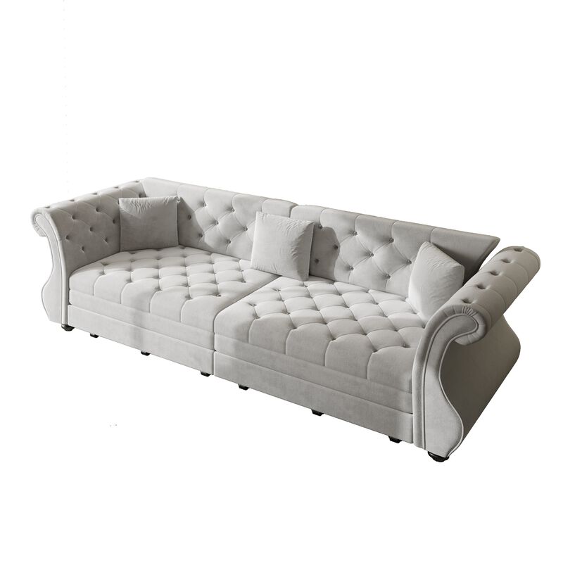 TATEUS Chesterfield Velvet Sofa Bed image number 5