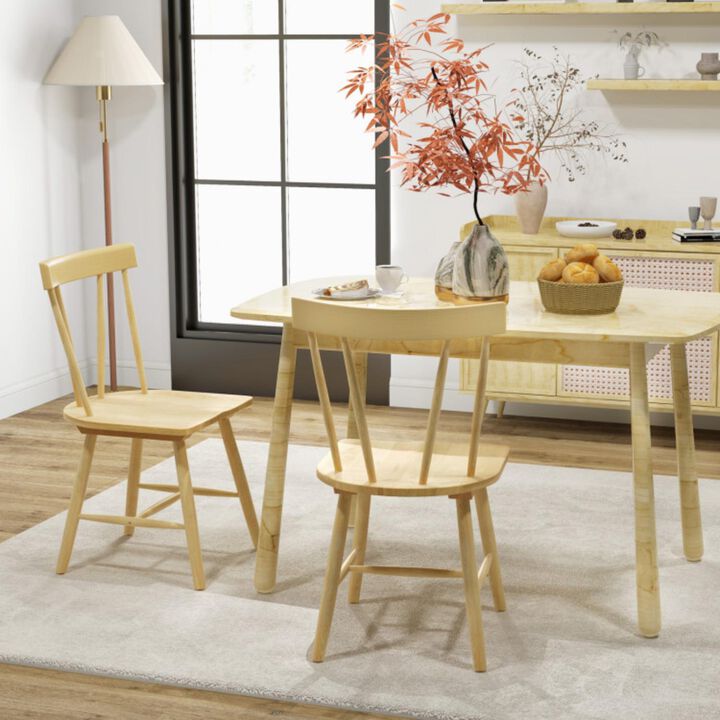 Hivvago Windsor Style Armless Chairs with Solid Rubber Wood Frame