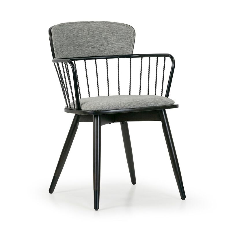 Glamour Home Set of 2 Bairn Gray Fabric Dining Chair with Dark Walnut Wood Legs