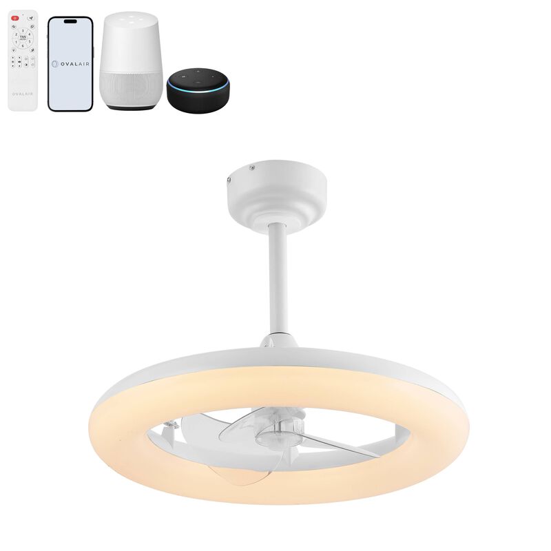 Piero 21.5" Contemporary Minimalist 3-Speed Metal Mobile-App/Remote-Controlled Dimmable Smart Integrated LED Ceiling Fan