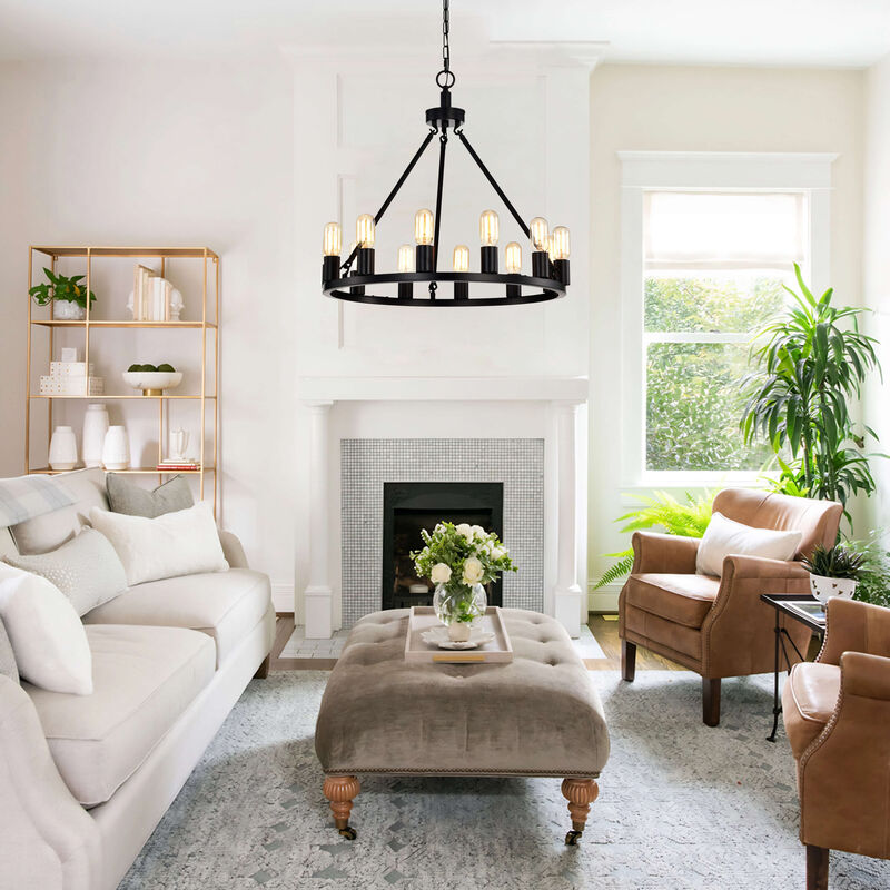 Ester Black 12-light Metal Round Chandelier image number 4