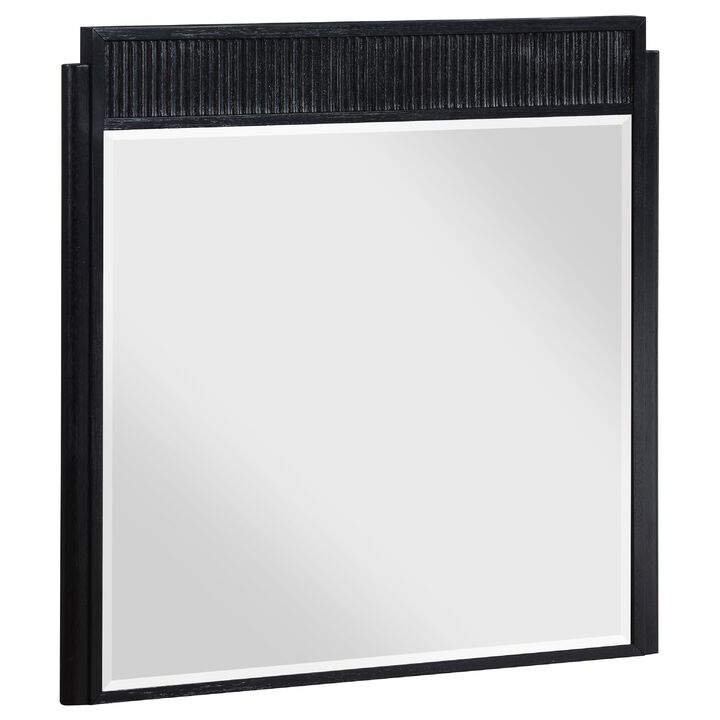 Jack Dresser Mirror, Black Wood, Molded Frame Design, 36 Inch