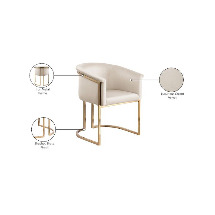 Meridian Furniture Tierra Cream Velvet Dining Chair