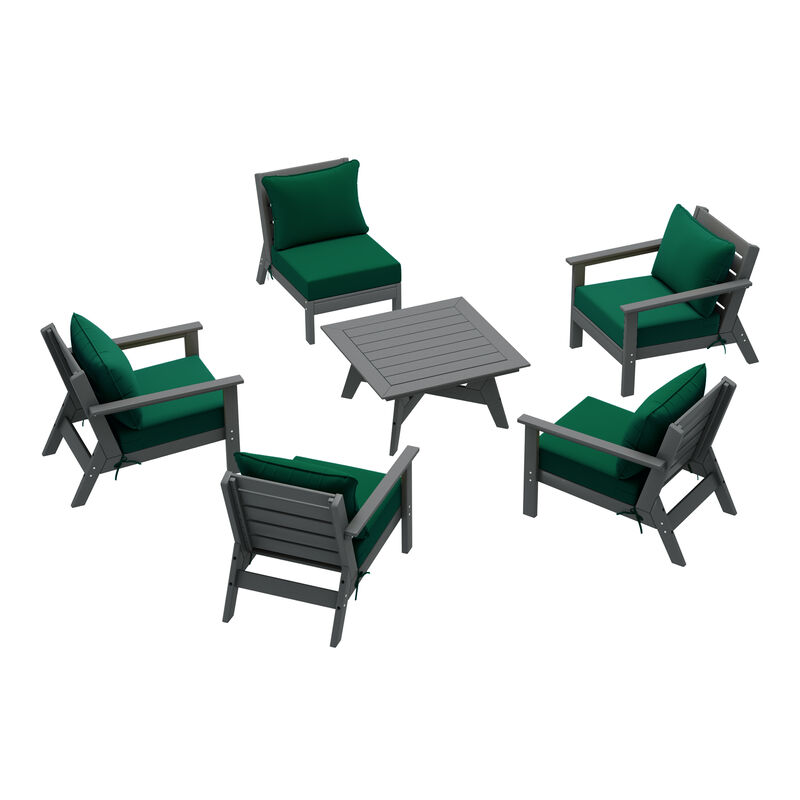 WestinTrends Outdoor 6-Piece Modular Sectional Patio Furniture Sofa Set