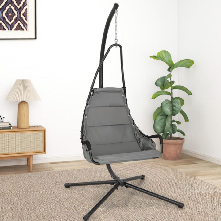 Hivvago Hanging Chair with Stand and Extra Large Padded Seat