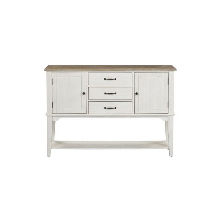 Liberty Furniture Summerville Server in Soft White Wash w/ Wirebrushed Gray Top