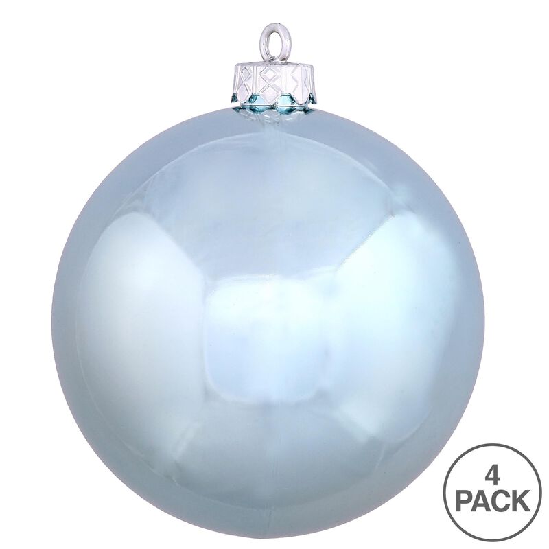 Vickerman 6" Baby Blue Shiny Ball Ornament 4 per Box image number 2